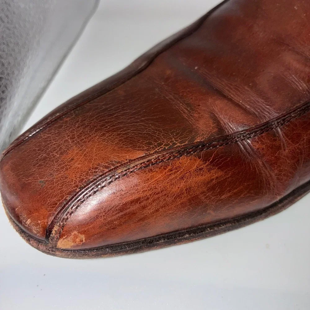 Magnanni Mens Brown Leather Square Toe Derby Dress Shoes EU 41.5‎ US 8.5M